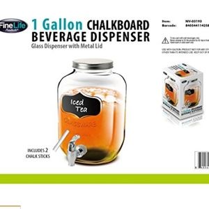 1 Gallon ChalkBoard Glass Beverage dispenser